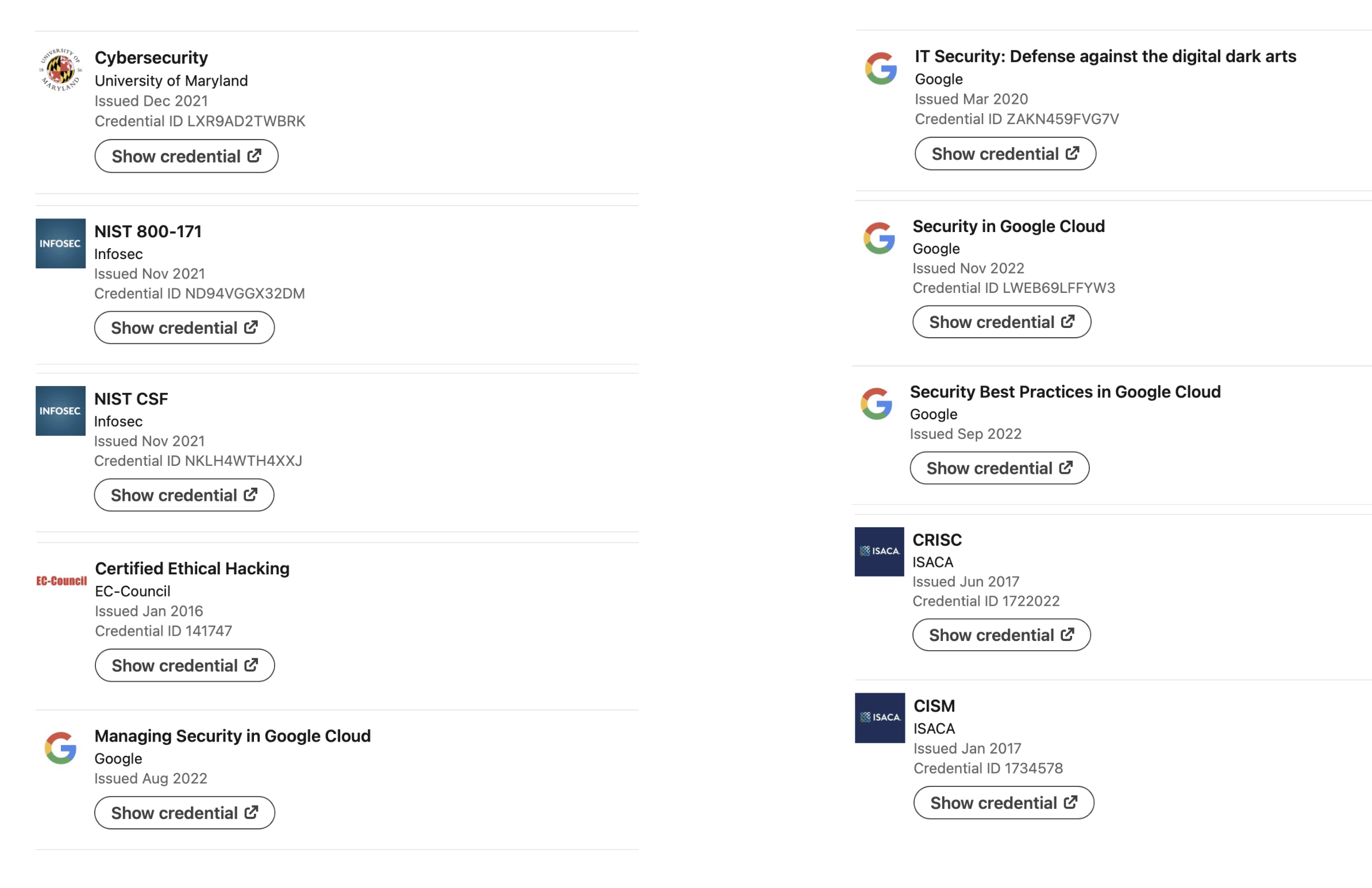 CRISC | CISM | CEH | NIST